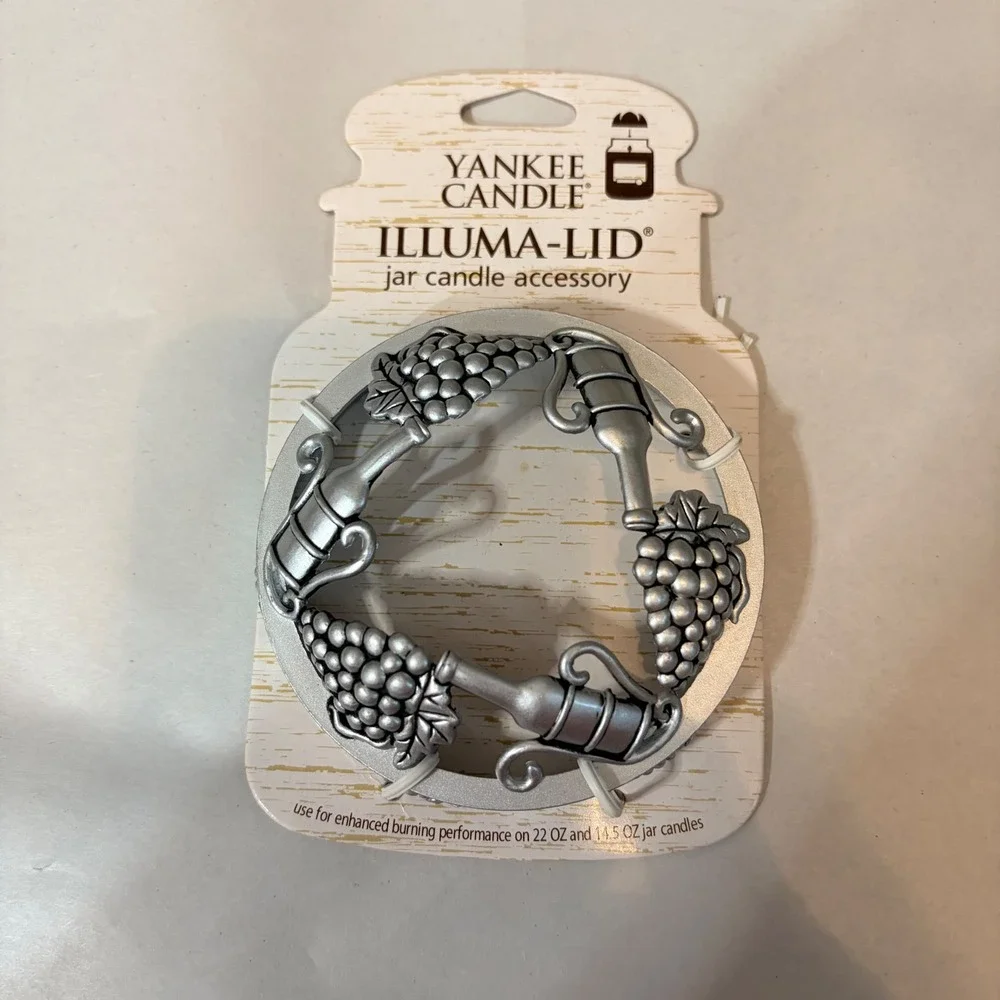Yankee Candle Illuma-Lid Wine & Grapes Silver Metal Jar Topper 1290743 NIP